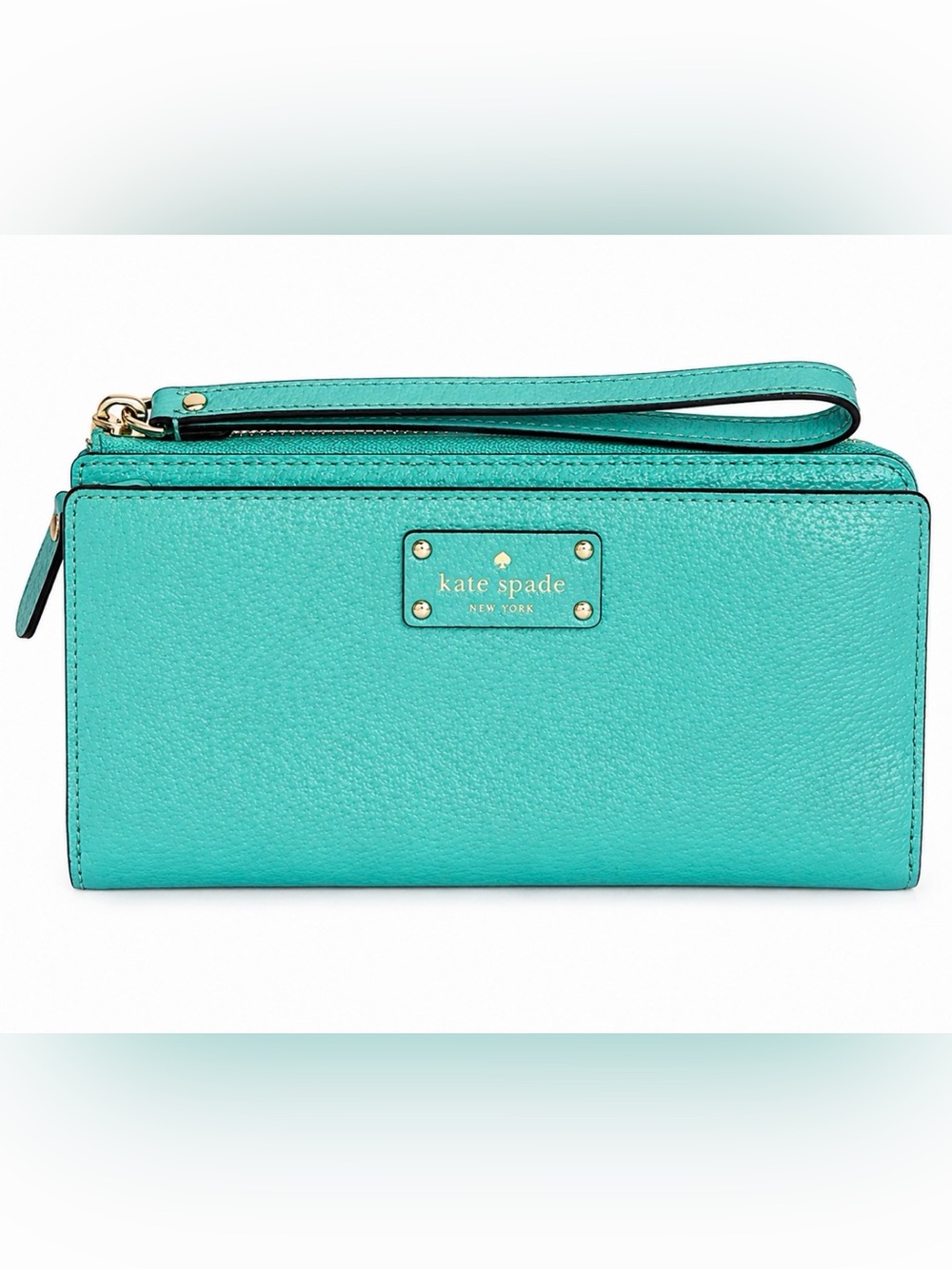 Kate Spade ♠️ Large Double Zip Phone Wristlet in Aqua Leather